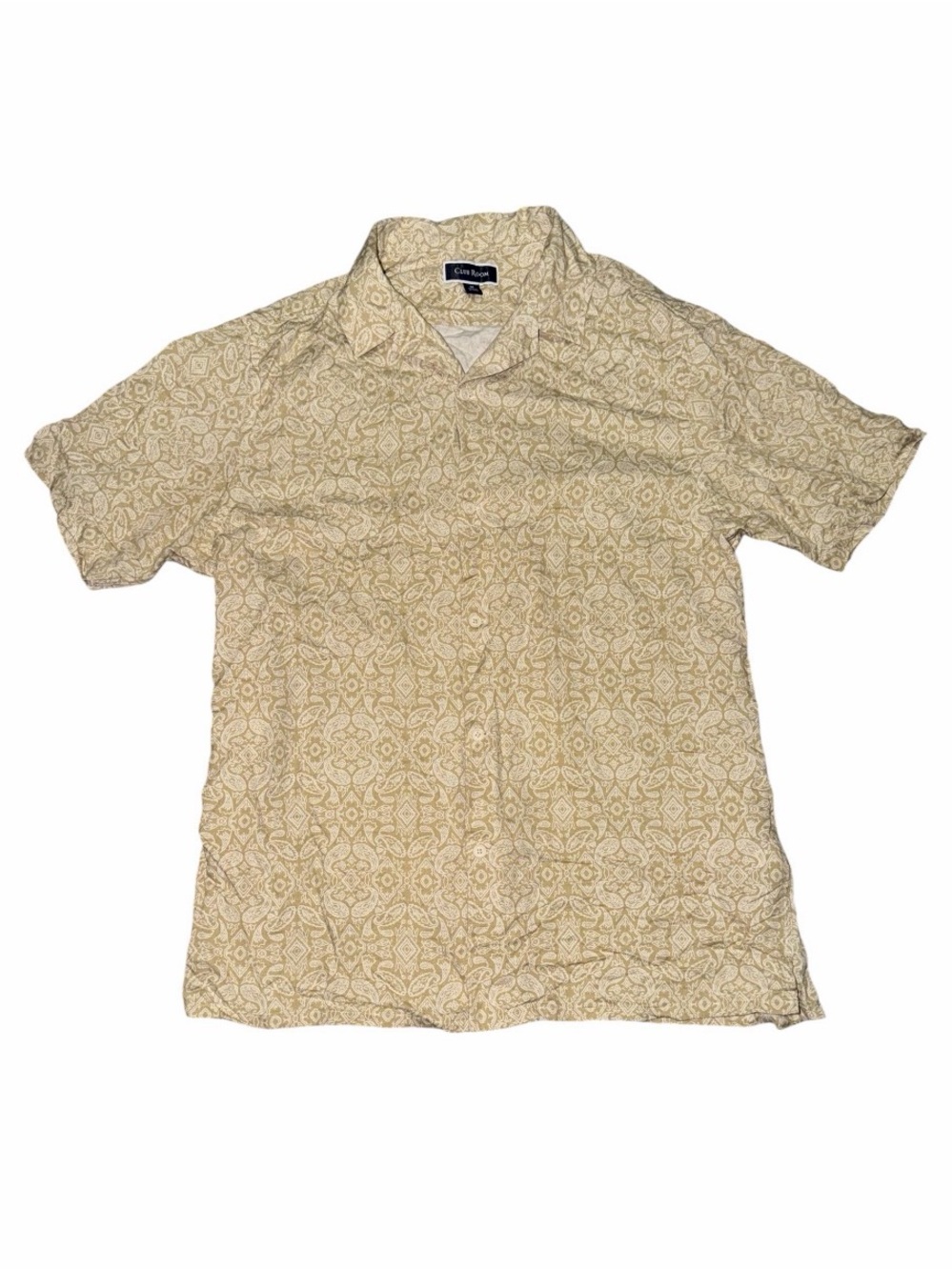 Club Room Tan Patterned Short-Sleeve Button-Down Shirt